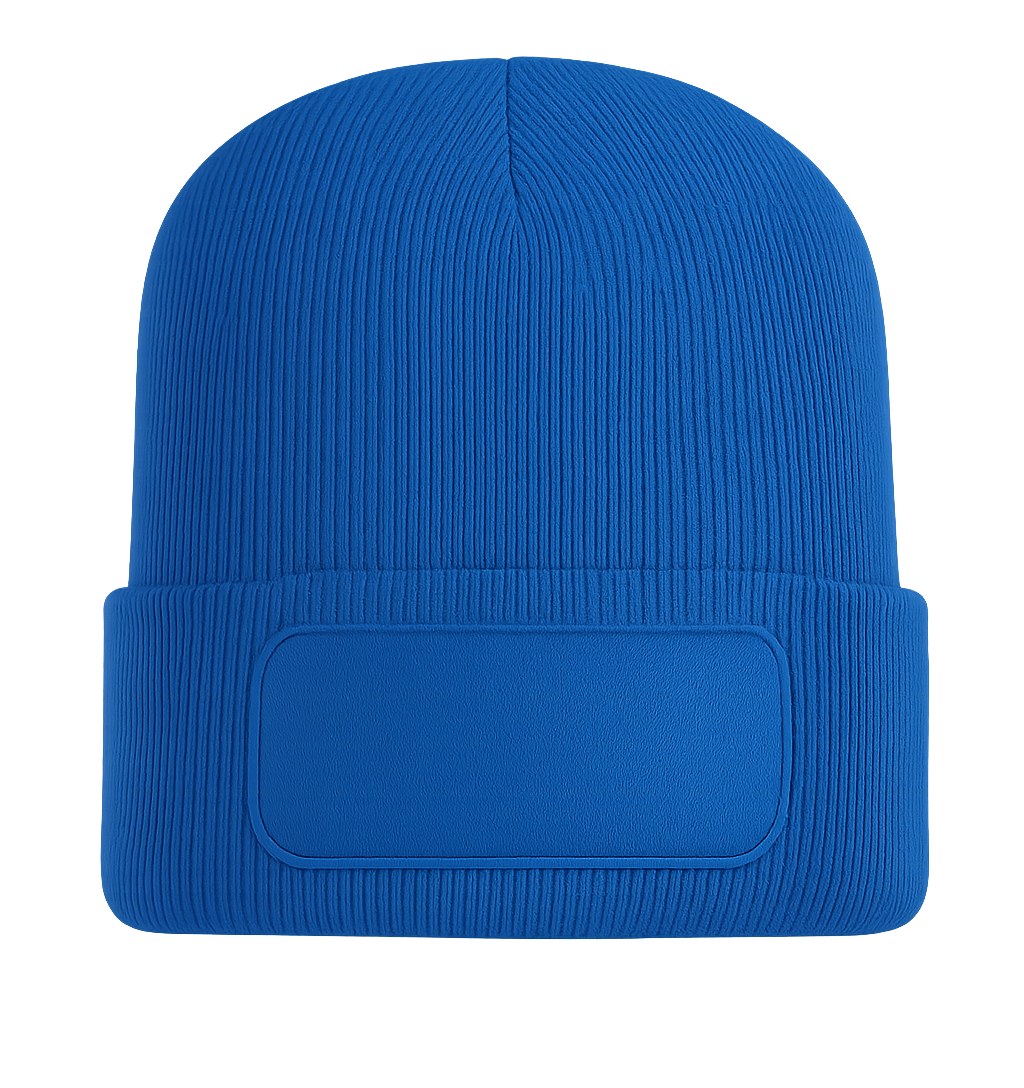 Beanie mit großem Patch bedruckt