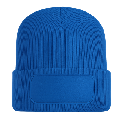 Beanie mit großem Patch bedruckt