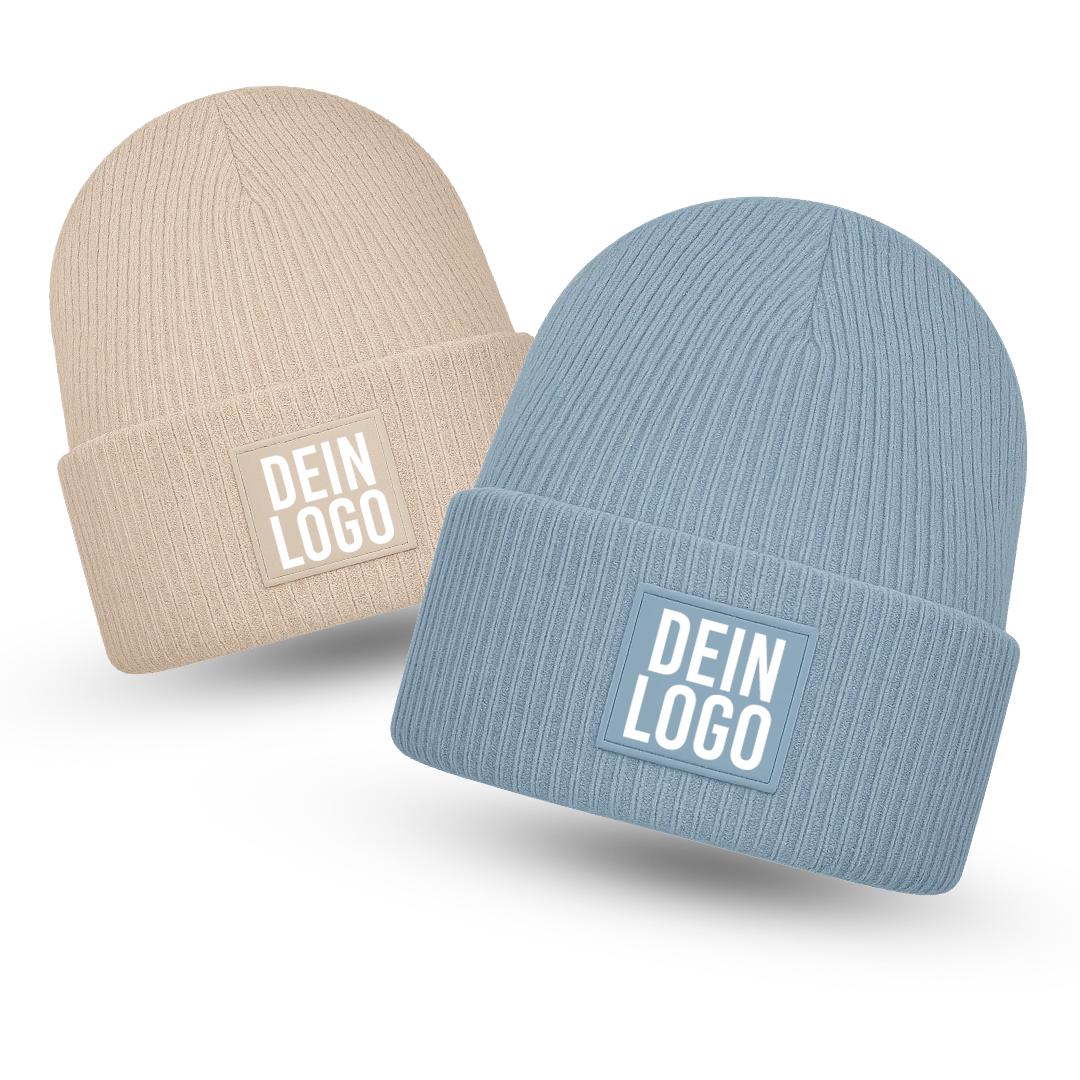 Beanie mit Rechteck Patch bedruckt