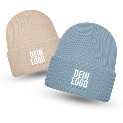 Beanie mit Rechteck Patch bedruckt