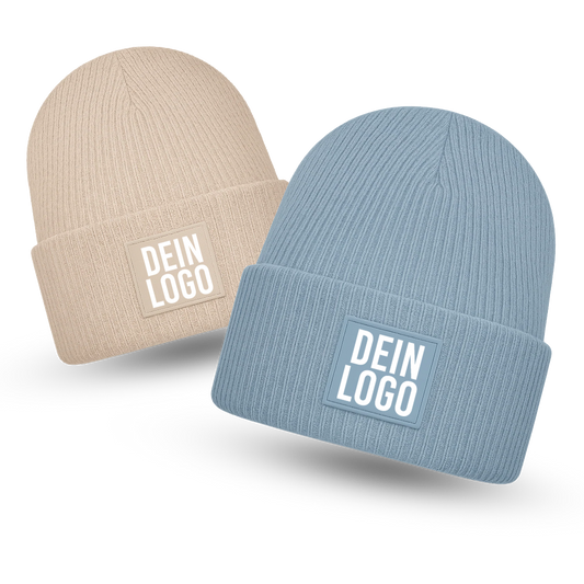 Beanie mit Rechteck Patch bedruckt