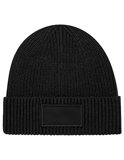 Beanie mit kleinem Patch bedruckt