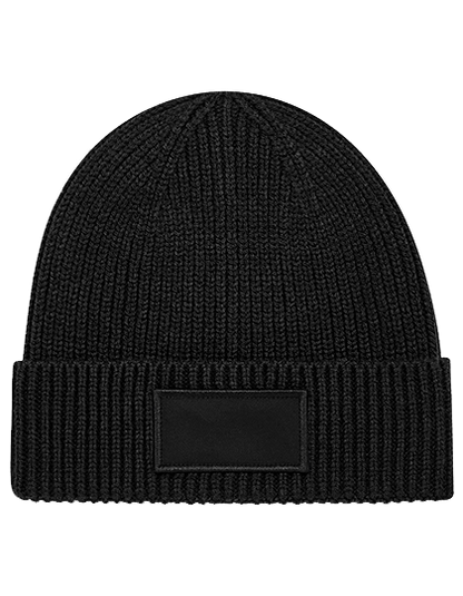 Beanie mit kleinem Patch bedruckt