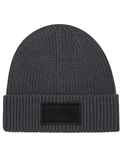 Beanie mit kleinem Patch bedruckt