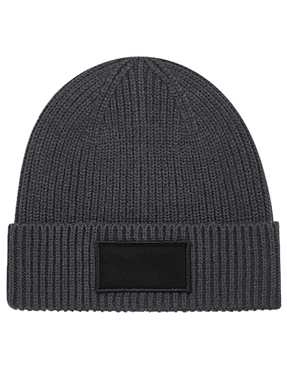 Beanie mit kleinem Patch bedruckt