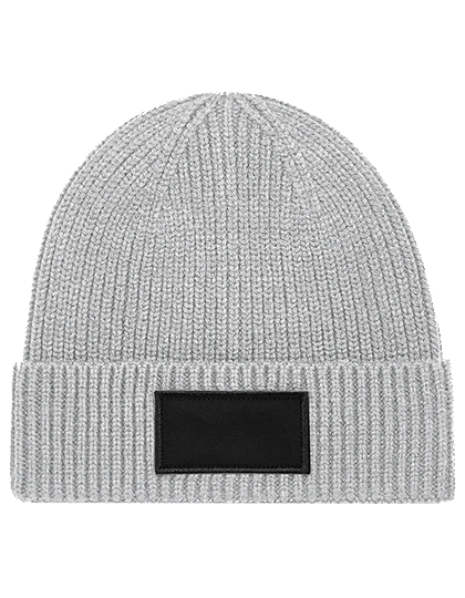 Beanie mit kleinem Patch bedruckt