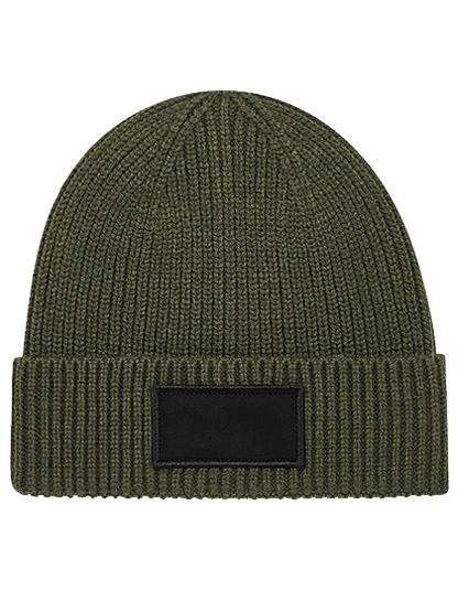 Beanie mit kleinem Patch bedruckt