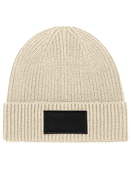 Beanie mit kleinem Patch bedruckt