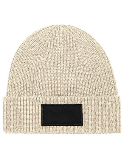 Beanie mit kleinem Patch bedruckt