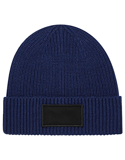 Beanie mit kleinem Patch bedruckt
