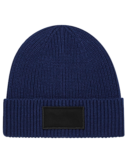 Beanie mit kleinem Patch bedruckt