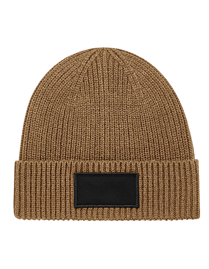 Beanie mit kleinem Patch bedruckt