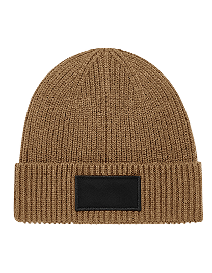 Beanie mit kleinem Patch bedruckt