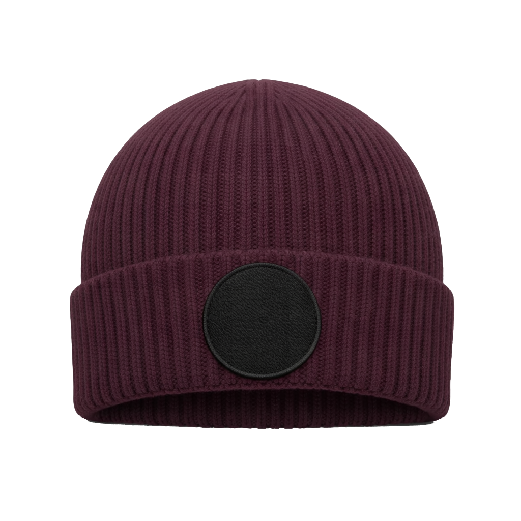 Beanie mit rundem Patch bedruckt