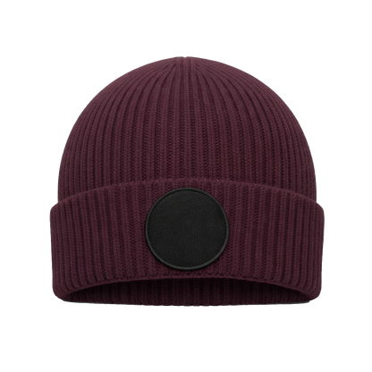Beanie mit rundem Patch bedruckt