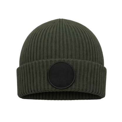 Beanie mit rundem Patch bedruckt