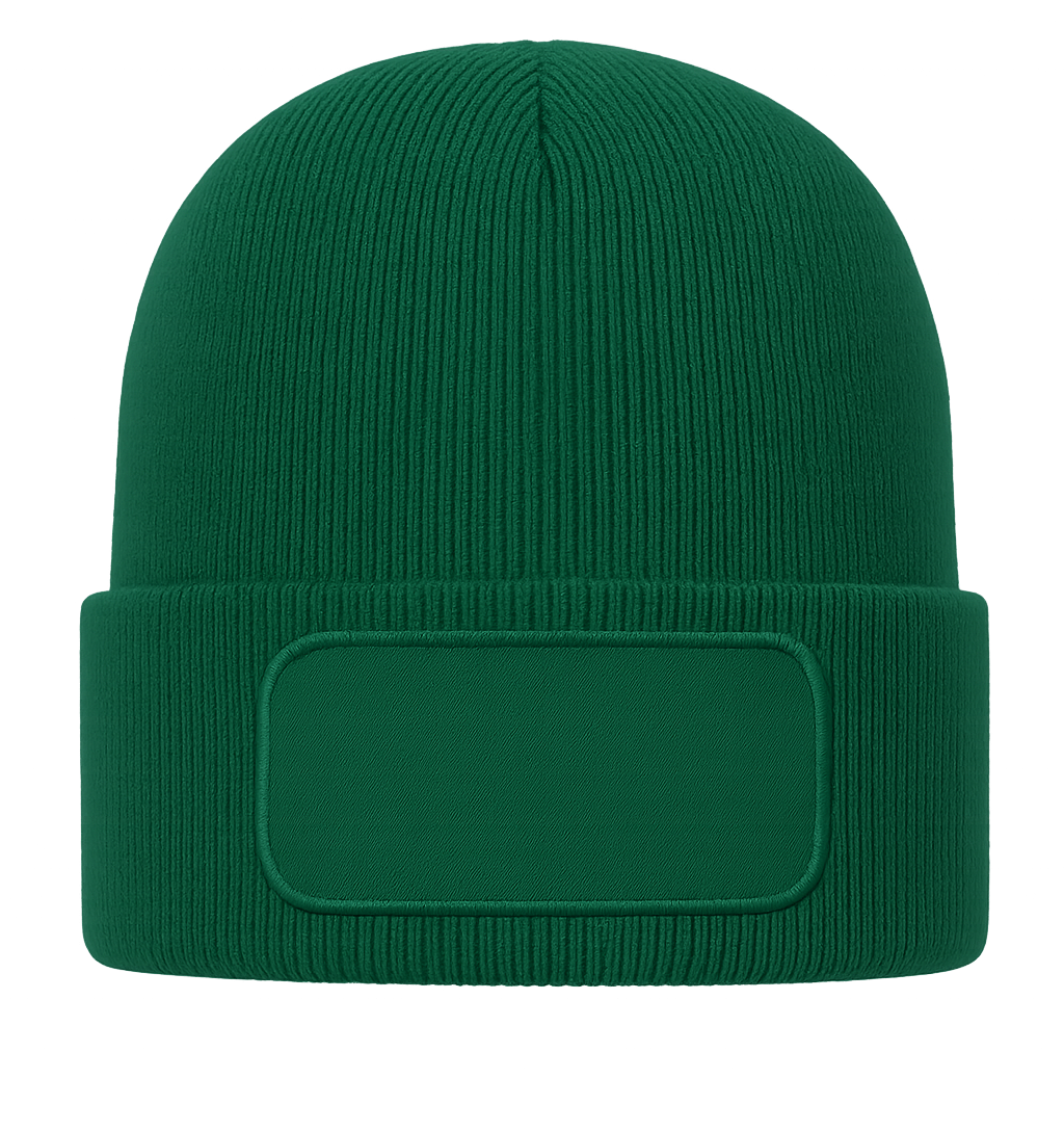 Beanie mit großem Patch bedruckt