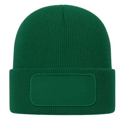 Beanie mit großem Patch bedruckt