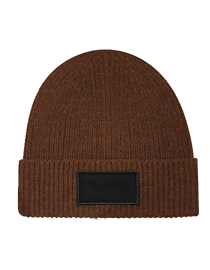 Beanie mit kleinem Patch bedruckt