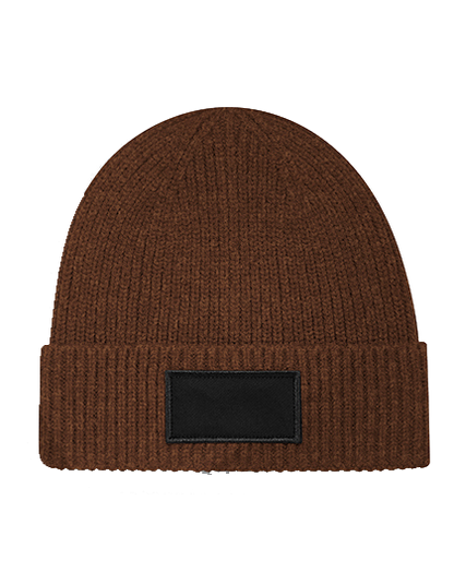 Beanie mit kleinem Patch bedruckt