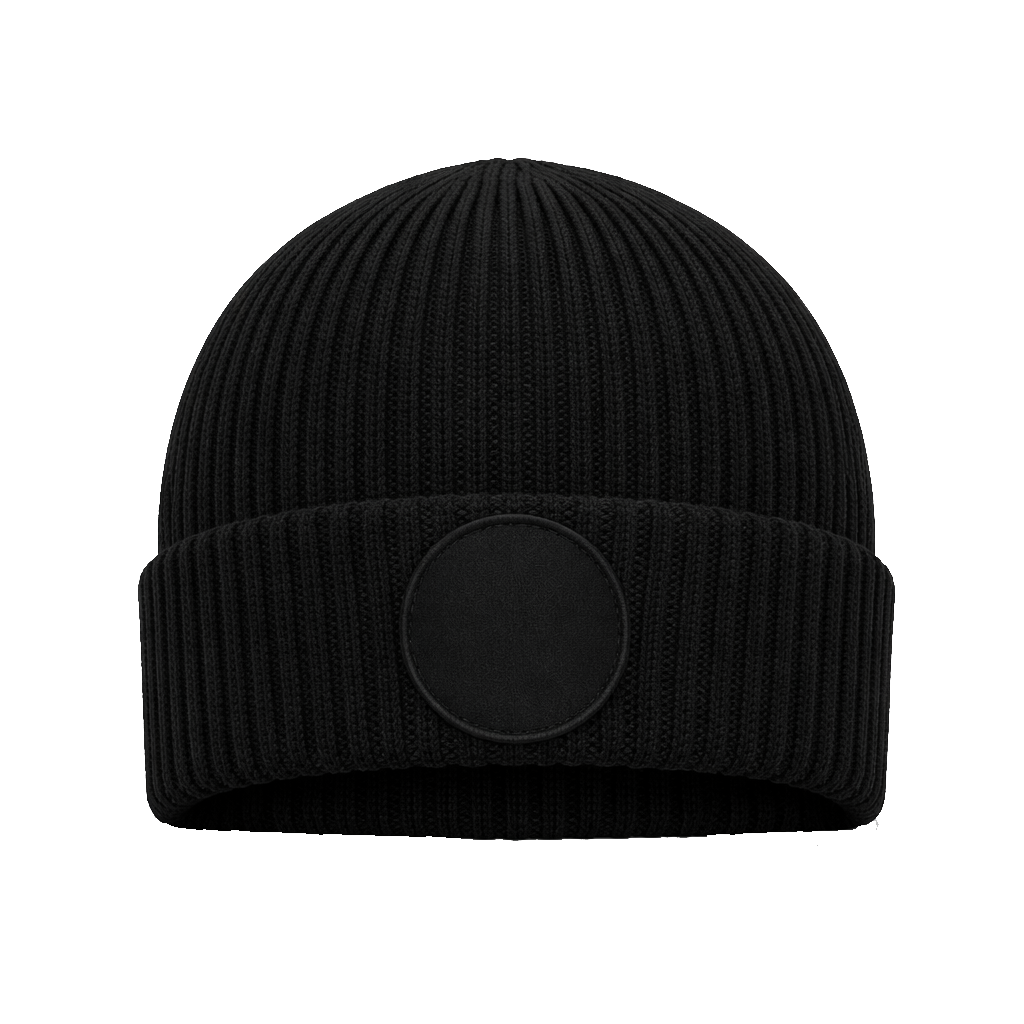Beanie mit rundem Patch bedruckt