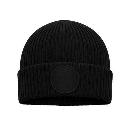 Beanie mit rundem Patch bedruckt