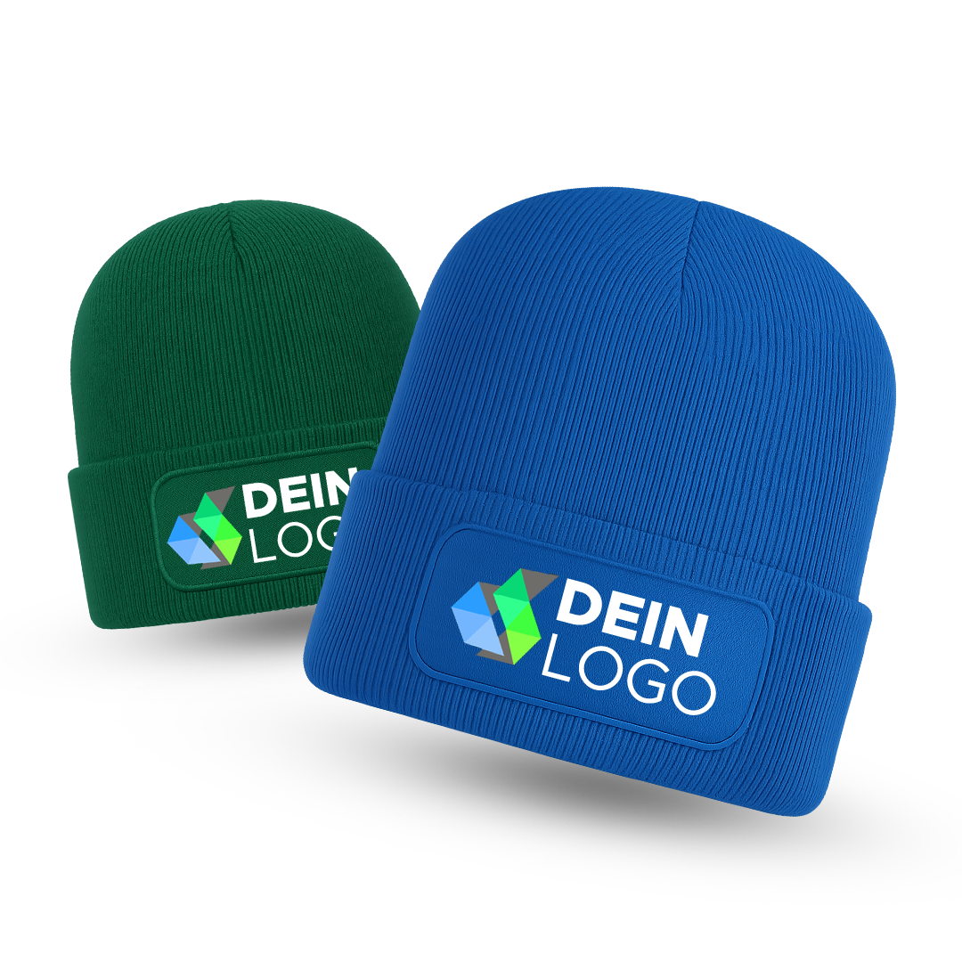 Beanie mit großem Patch bedruckt