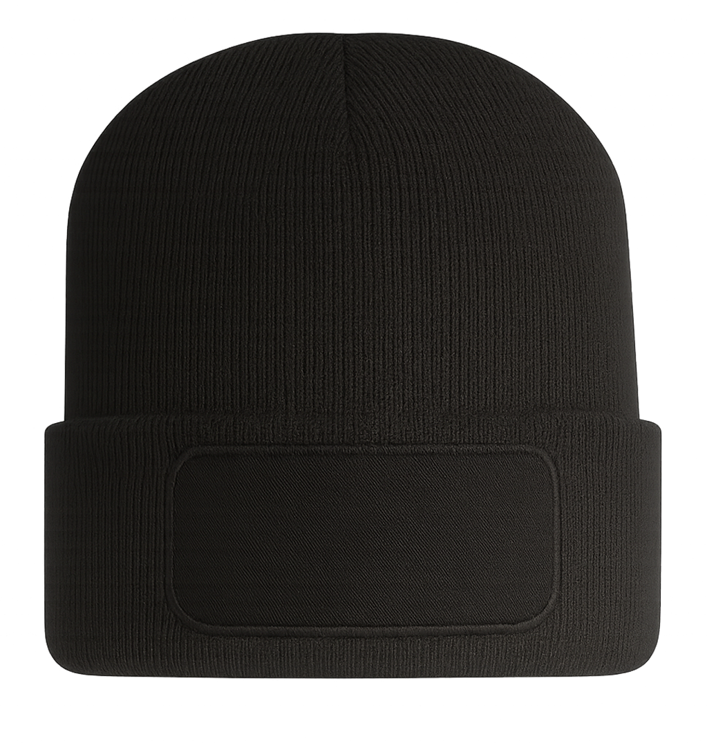 Beanie mit großem Patch bedruckt