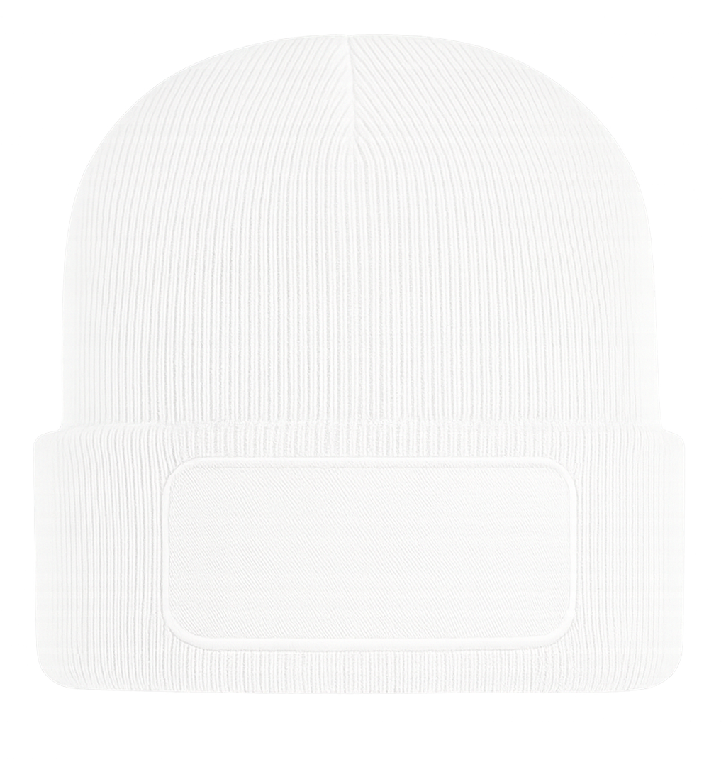 Beanie mit großem Patch bedruckt