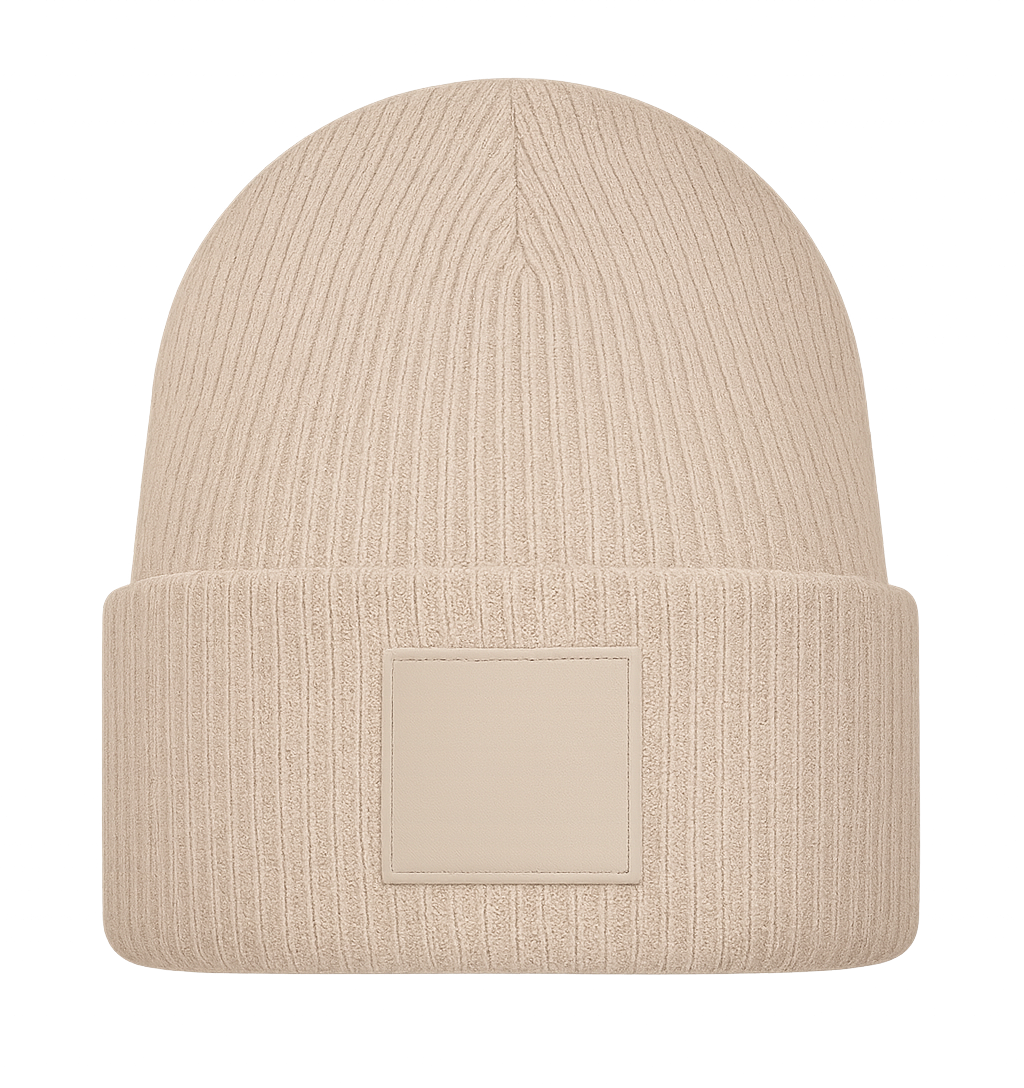 Beanie mit Rechteck Patch bedruckt