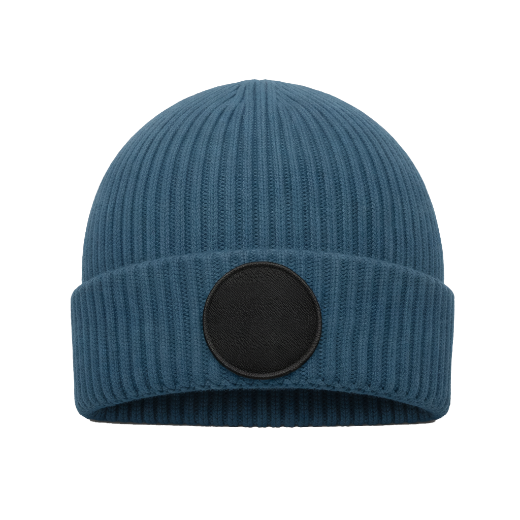 Beanie mit rundem Patch bedruckt