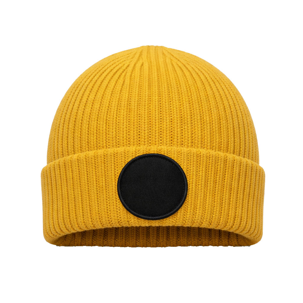 Beanie mit rundem Patch bedruckt