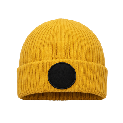 Beanie mit rundem Patch bedruckt