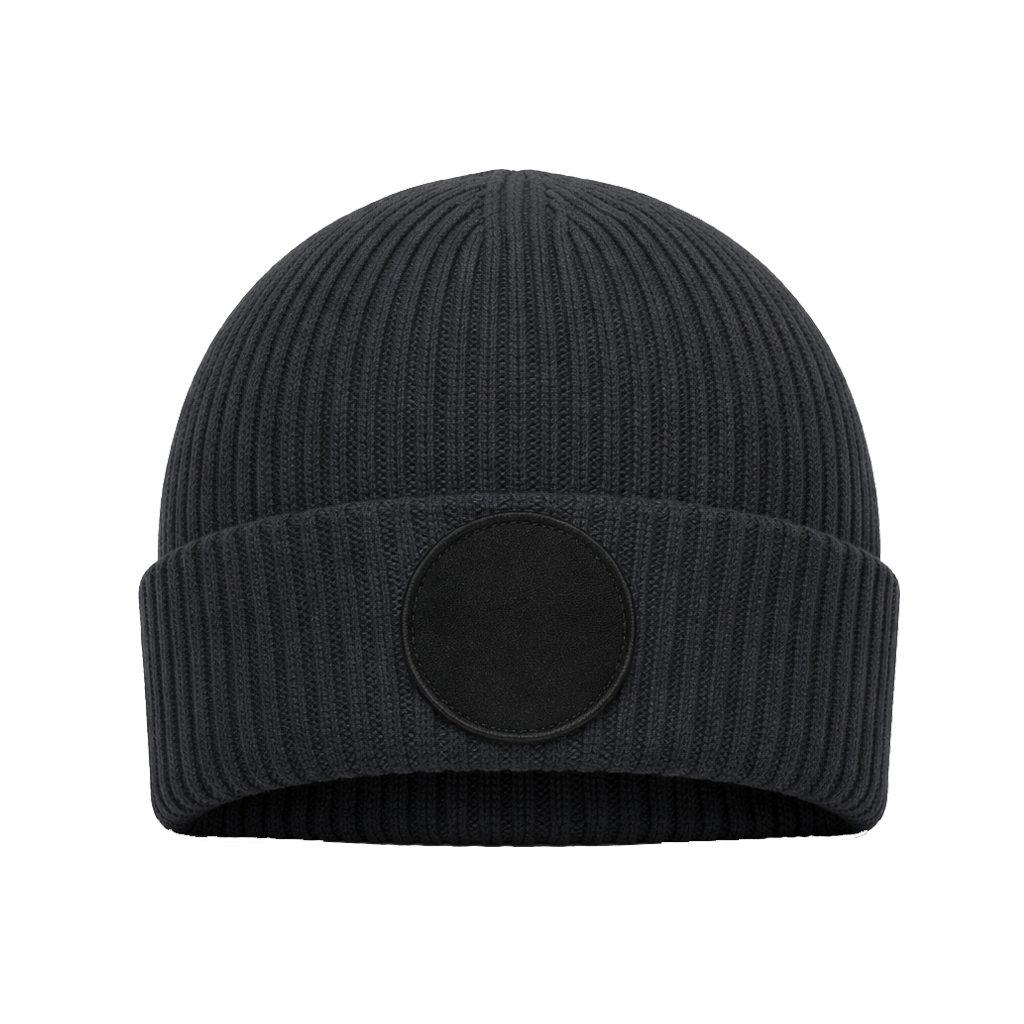 Beanie mit rundem Patch bedruckt