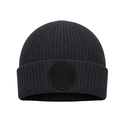 Beanie mit rundem Patch bedruckt